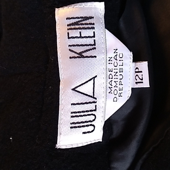 Vintage Julia Klein 12P wool black trench coat - Picture 3 of 4